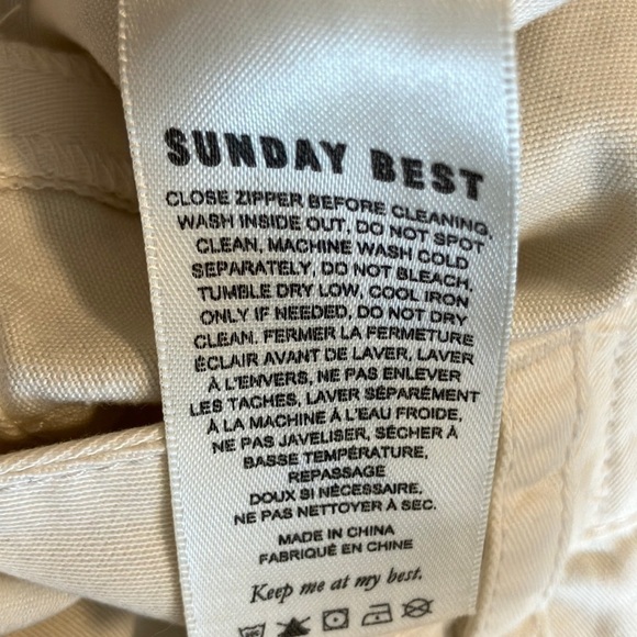 Sunday Best Cream Pants 100% Cotton High Rise 6 - Picture 6 of 6